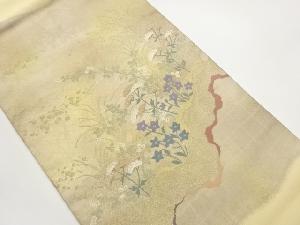 引箔秋草に波模様織出し名古屋帯